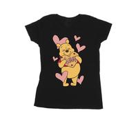 Winnie The Pooh Women's Love Cookie Heart Cotton T-Shirt in Black | Size: 2XL Winnie the pooh Black 2XL