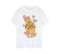Winnie The Pooh Women's Love Heart Cookie Cotton Boyfriend T-Shirt in White | Size: 2XL Winnie the pooh White 2XL