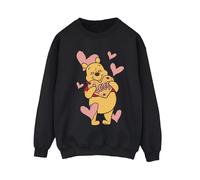 Winnie The Pooh Women's Love Heart Cookie Sweatshirt in Black | Size: Medium Winnie the pooh Black M