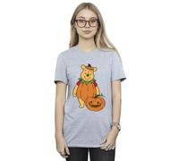 Winnie The Pooh Women's Pumpkin Boyfriend Halloween T-Shirt in Grey | Size: Medium Winnie the pooh Grey M