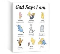 Winnie the Poohj Baby Shower Decorations-Winnie the Pooh Room Decor -Vintage Nursery Decor-Biblical Affirmations for Kids Canvas Wall Art-Christian Gifts for Women-Christmas Gifts Birthday Gifts