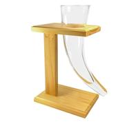 Menkind #Winning Viking Horn Glass on Wood Stand - 300ml in Clear Menkind Clear