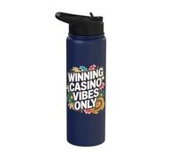 Winning Casino Vibes Only Poker Roulette Chips Stainless Steel Insulated Water Bottle