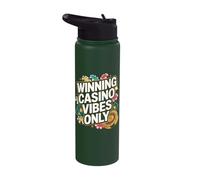 Winning Casino Vibes Only Poker Roulette Chips Stainless Steel Insulated Water Bottle