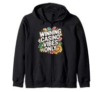 Winning Casino Vibes Only Poker Roulette Chips Zip Hoodie
