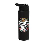Winning Casino Vibes Only Roulette Chips Dice Gamblers Stainless Steel Insulated Water Bottle