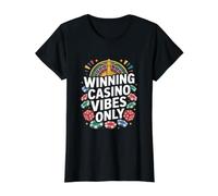 Winning Casino Vibes Only Roulette Chips Dice Gamblers Value Graphic T-Shirt, Women, Black, L