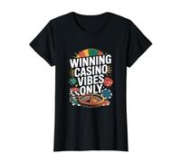 Winning Casino Vibes Only Roulette Dice Chips Value Graphic T-Shirt, Women, Black, L