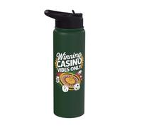 Winning Casino Vibes Only Roulette Spin Dice Chips Stainless Steel Insulated Water Bottle