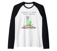 Winning is More Than Enough Mediocre Llama Funny Art Raglan Baseball Tee