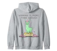 Winning Is More Than Enough Mediocre Llama Funny Art Zip Hoodie