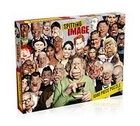 Winning Moves Spitting Image 1000 Piece Jigsaw Puzzle Game, piece together a montage of puppets including Ed Sheeran, Billie Eilish and Her Majesty, gift for ages 10 plus