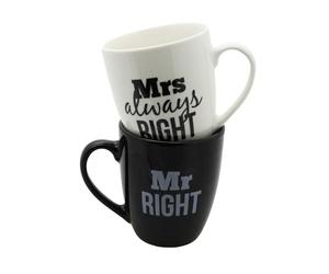 #Winning Mr Right and Mrs Always Right Mug Set Dual Ceramic Novelty Coffee Cups