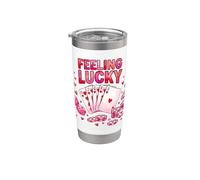 Winning Poker Hand Dice Chips Hearts Design Stainless Steel Insulated Tumbler