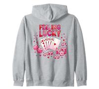 Winning Poker Hand Dice Chips Hearts Design Zip Hoodie