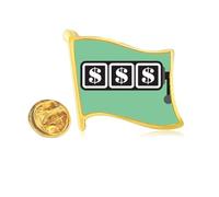 Winning Slot Machine Illustration Pattern Golden Metal Flag Lapel Pin Badge