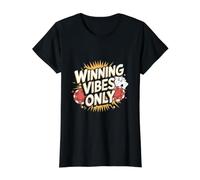 Winning Vibes Only - Funny Casino Gambling Poker Value Graphic T-Shirt, Women, Black, S