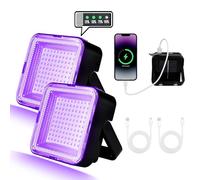 WINNIW 2 Pack 60W Rechargeable Black Light, Dimmable UV Light, 120 LED Ultraviolet Blacklight, Suitable for Neon Glow Party, Halloween, Body Painting, UV Paint, Fluorescent Effect