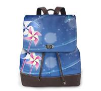 Winnowing Machine Print Women Fashion Backpack Ladies Pu Leather Backpacks Handbag Waterproof Rucksack Travel Backpack with Flap