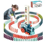 Winnsell Domino Train Toy Set with 180Pcs Domino Blocks, Automatic Domino Train for 3 4 5 6 7 Years Old, Dominoes Rally Train Sets for Kids Boys Girls (Blue 180pcs Blocks)