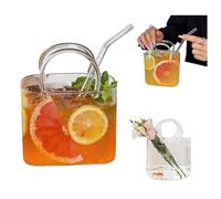 Winnsell Purse Drinking Glass, Glass Purse Vase Unique Wine Glasses Cute Purse Drinking Glass with Handles Cocktail Glasses for Juice Iced Tea Flowers Home Office