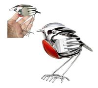 Winnsell Recycled Fork & Spoon Robin Figurine, Rustic Red Chest Bird Statue, Scrap Metal Art Decor Indoor Outdoor for Home Office (G)