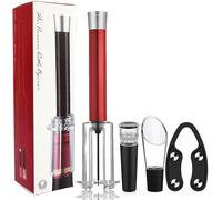 Wino on the go Wine Opening Set,Air Pressure Pump Wine Bottle Opener,Easy Cork Remover Corkscrew,Corkscrew Wine Opener Wine Opener Aluminum Alloy Handle(Red)