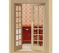 WINOMO 1:12 Dollhouse Furniture Miniature Wooden Exterior Door 28 Panel
