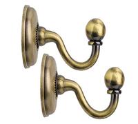 WINOMO 2pcs Vintage Alloy Pommel Curtain Holdbacks Tieback Hooks Door Wall Hat Coat Hangers (Bronze)