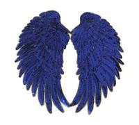 WINOMO Angel Wings Sequins Patches Iron- on Embroidered Motif Applique Bling Sew on Sticker for Jackets Jeans T- Shirt Clothes Masquerade Costume (Blue)