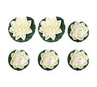 WINOMO Artificial Water Lilies Pack of 6 Plastic Floating Pond Lilies Realistic Simulated Water Lily for Outdoor Garden Pond Decoration
