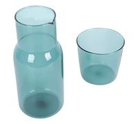 WINOMO Bedside Night Water Carafe Set Glass Pitcher Hot Cold Beverage Water Carafe Water Jug with Tumbler Glass for Bedroom Bathroom