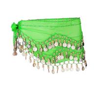 WINOMO Belly Dance Hip Scarf Wrap Belt Wave Dangling Skirts Wrap with Chiffon Dangling Belly Dance Waist Costume Belt for Women Girls Dark Green