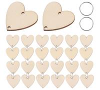 WINOMO Birthday Calendar Wall Hanging Reminder Wooden 50pcs Heart Slices with 50 Iron Loops Set for Plaque Board DIY Calendar(Burlywood)