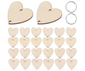 WINOMO Birthday Calendar Wall Hanging Reminder Wooden 50pcs Heart Slices with 50 Iron Loops Set for Plaque Board DIY Calendar(Burlywood)