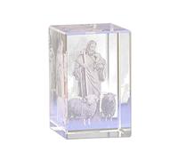 WINOMO Crystal Jesus Statue Glass Cube Jesus Shepherd Engraving Model 3D Jesus Christ Figure Art Nativity Feng Shui Souvenirs Craft for Religious Ornaments Home Textiles