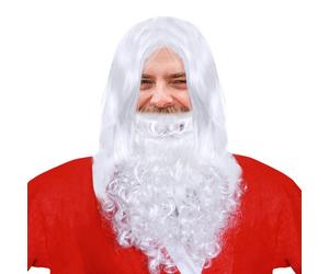 WINOMO Deluxe White Santa Fancy Dress Costume Wizard Wig and Beard Set for