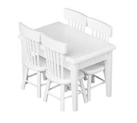 WINOMO Dollhouse Miniature Dining Table Chair Wooden Dollhouse Furniture Set Doll House asseccories, Set of 5, 1/12