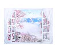 WINOMO Japanese Cherry Blossoms Tapestry Natural Scenery Spring Window Flower Tapestry Wall Hanging Artwork Painting Background Decorations for Bedroom Living Room Dorm