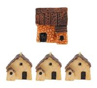 WINOMO Thatched Hut Decoration - 4Pcs Miniature House Fairy Garden Accessories for Micro Landscapes Dollhouses & Terrariums Assorted Colors 2.0X2.0X1.5Cm