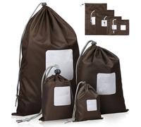 WINOMO Waterproof Drawstring Bag Set 4 Pcs Nylon Storage Bags for Travel Outdoor Use Gym and Daily Organisation Lightweight Reusable Pouches for Clothes Toiletries Keys Coffee