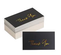Winoo Design Gold Mini Thank You Cards Small Business - 100 PK - Flat Card No Fold, 2 x 3.5 Inches Thank You for Your Order Cards Thank You for Your Support Cards for Wedding Professional Black