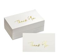 Winoo Design Gold Mini Thank You Cards Small Business - 100 PK - Flat Card No Fold, 2 x 3.5 Inches Thank You for Your Order for Your Support Cards for Wedding Off White Color