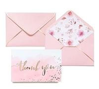 Winoo Design Heavy Duty Rose Gold and Pink Thank You Cards with Envelopes - 36 PK - 4x6 Bridal Shower Thank You Cards Baby Shower Baby Girl Thank You Notes for Wedding Birthday