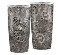 winorax Dragon Tumbler Metal Style Fossil Dragon Lover Viking Celtic Tumblers Stainless Steel 20oz Insulated Travel Coffee Mug Gifts for Men Women Birthday Christmas Presents