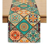 Winotic Boho Bohemian Table Runner 72 Inches Long, Vintage Seasonal Table Runners for Party Kitchen Dining Coffee Table Bedroom Dressers Indoor Outdoor, Machine Washable (Bohemian B, 13” x 72”)