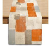Winotic Orange Grey Watercolor Table Runner 72 Inches Long, Art Abstract Modern Table Runners for Seasonal Decor Party Kitchen Dining Coffee Table Dressers Wedding Home