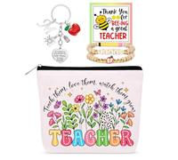 WINOWIMO Cosmetic Bags Makeup Bag Personalized Gifts for Teacher, White, M