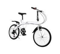 WINPANG Foldable Bike 20 Inch 6 Speed, Steel Frame, Adjustable Seat & Handlebars for Kids Teens Adults, Portable Folding Cycle with Alloy Wheels - White