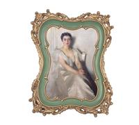 WINPLUS+ 5x7 Vintage Picture Frame, Wall Mount and Tabletop Display, Art Gallery Gift (Green and Gold 5x7)
